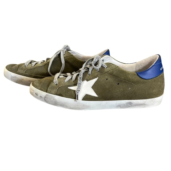 GOLDEN GOOSE SUPER STAR OLIVE GREEN & WHITE STAR MENS SNEAKER SIZE 42 (9) - Picture 5 of 12
